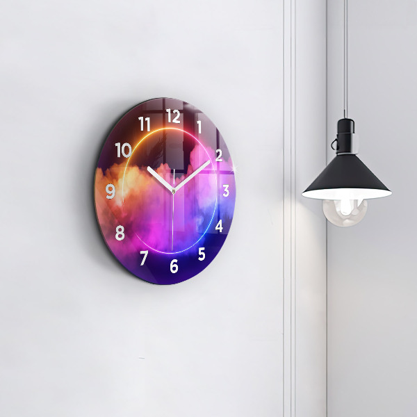 Round glass clock 3D smoke abstract