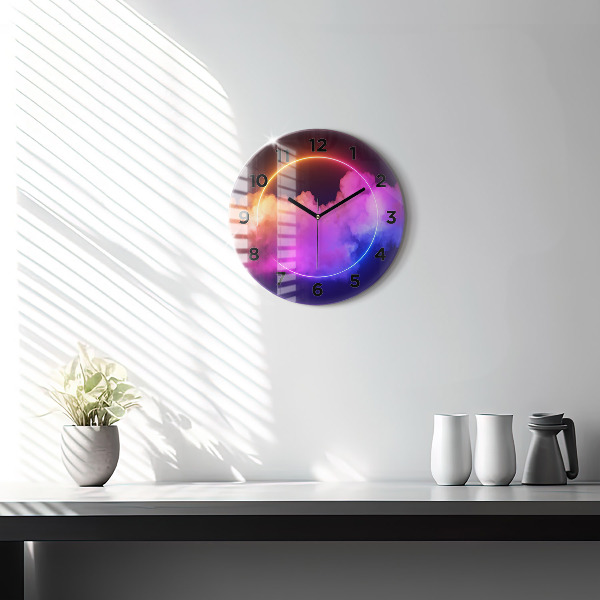 Round glass clock 3D smoke abstract