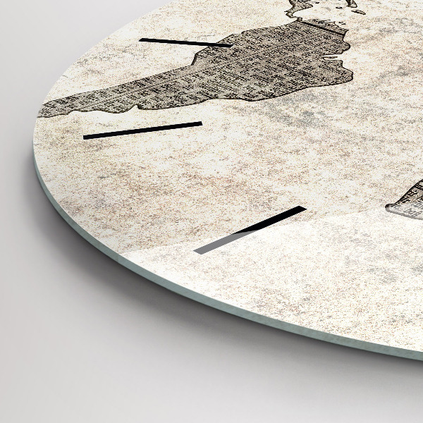 Round glass clock World map newspaper