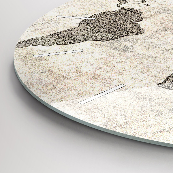 Round glass clock World map newspaper