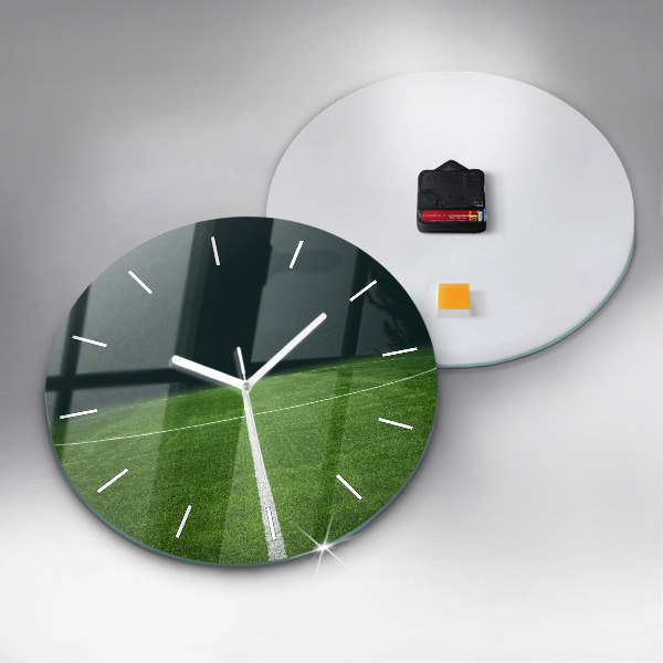 Round glass clock Football pitch