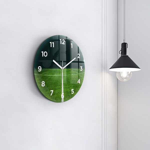 Round glass clock Football pitch