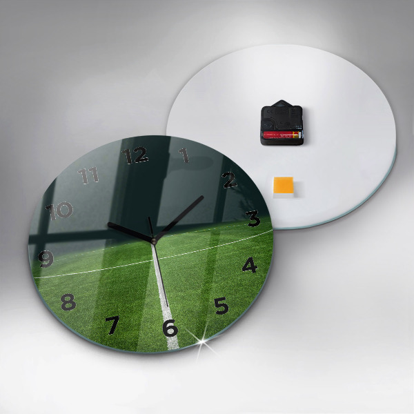 Round glass clock Football pitch
