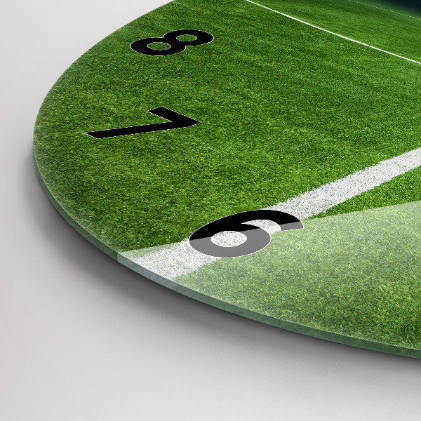 Round glass clock Football pitch