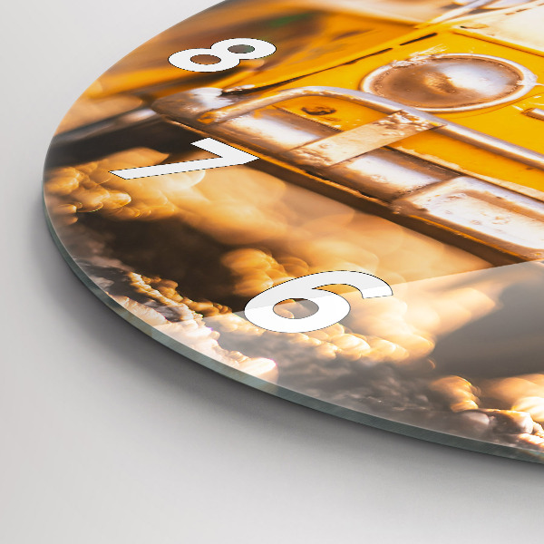 Round glass clock Car on vacation