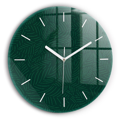 Round glass clock Leaf pattern