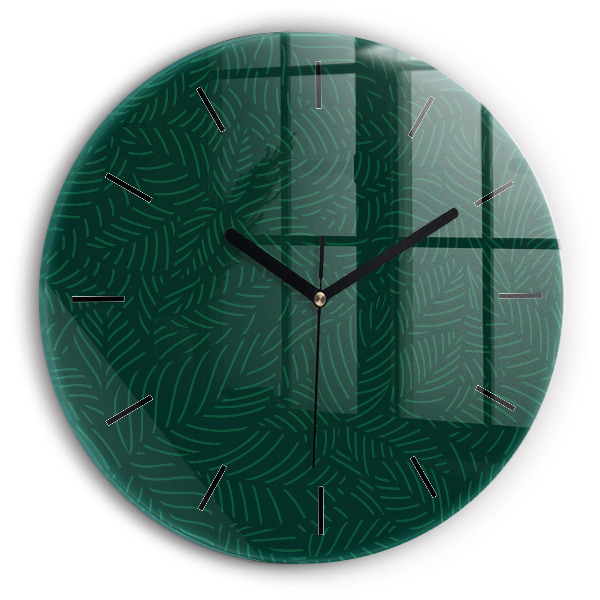 Round glass clock Leaf pattern