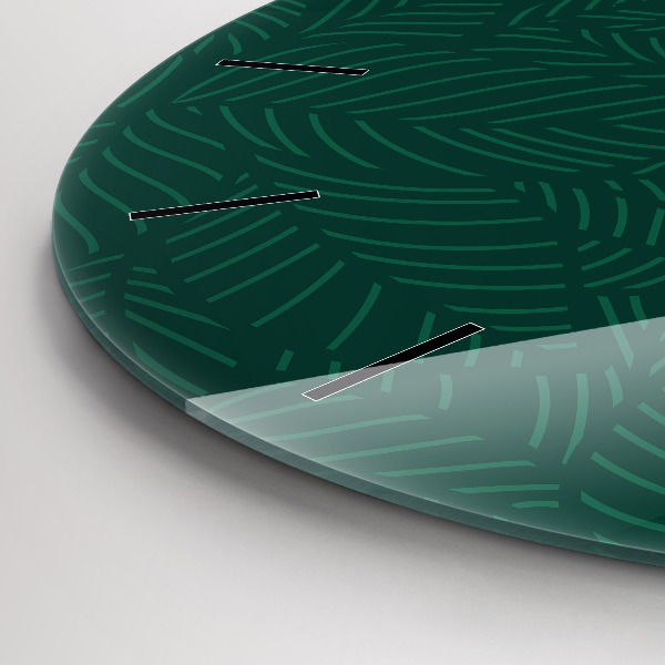 Round glass clock Leaf pattern