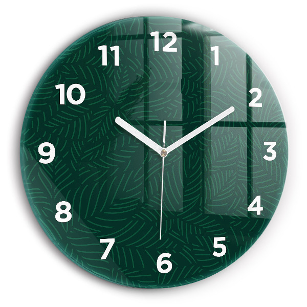 Round glass clock Leaf pattern