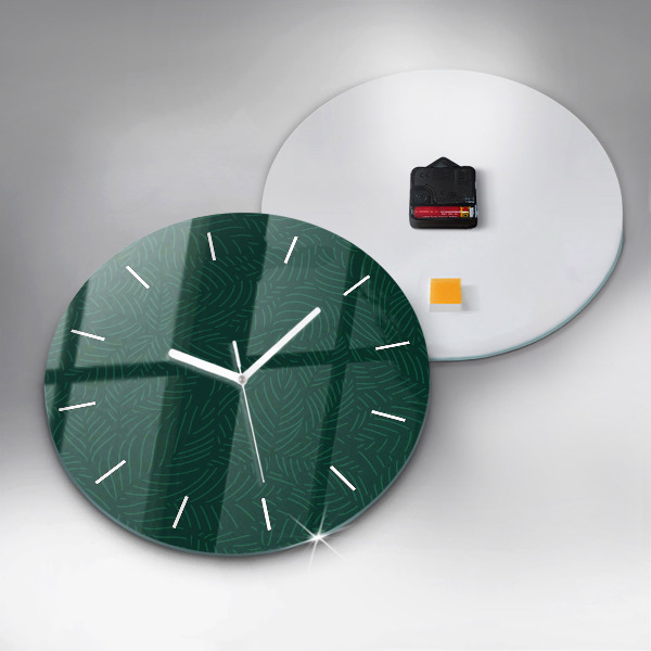 Round glass clock Leaf pattern