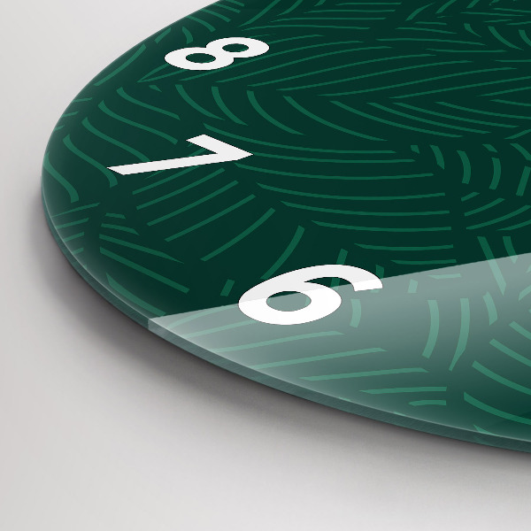 Round glass clock Leaf pattern