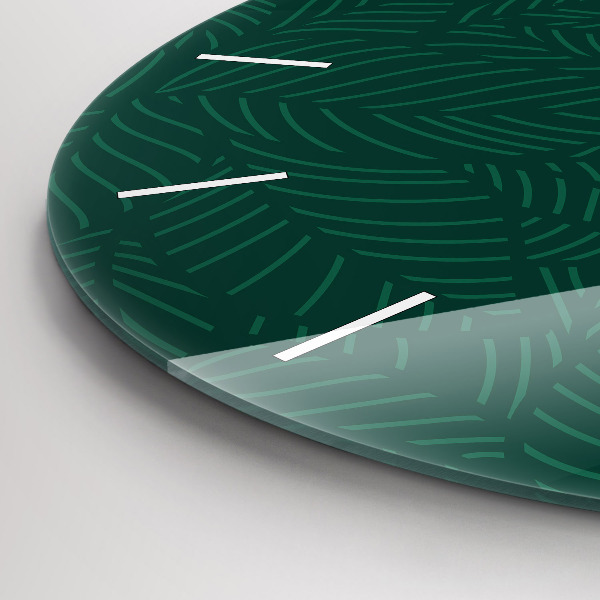 Round glass clock Leaf pattern