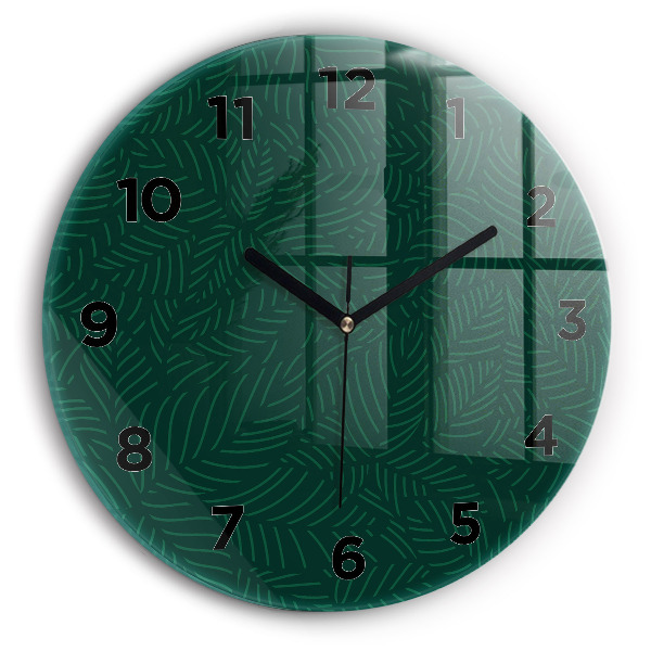 Round glass clock Leaf pattern