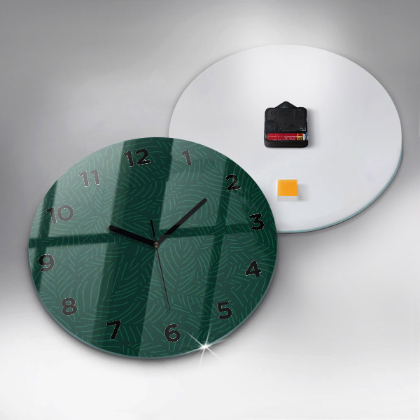 Round glass clock Leaf pattern