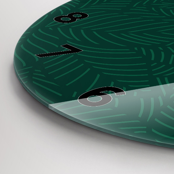 Round glass clock Leaf pattern