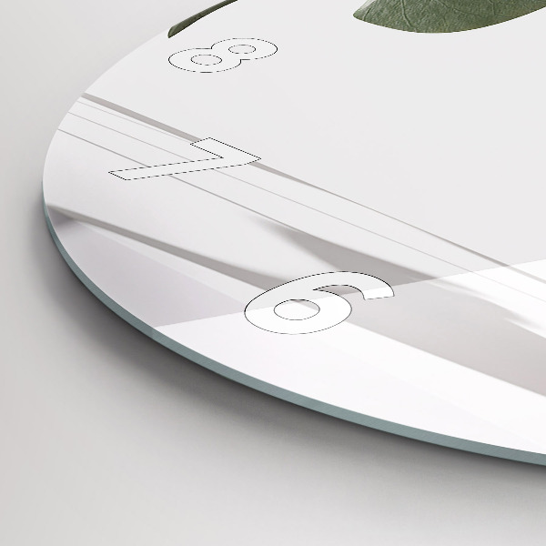 Round glass clock Abstract leaves
