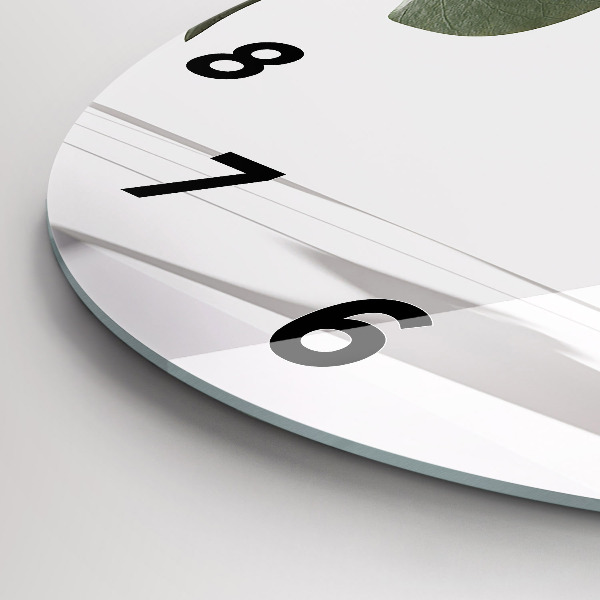 Round glass clock Abstract leaves