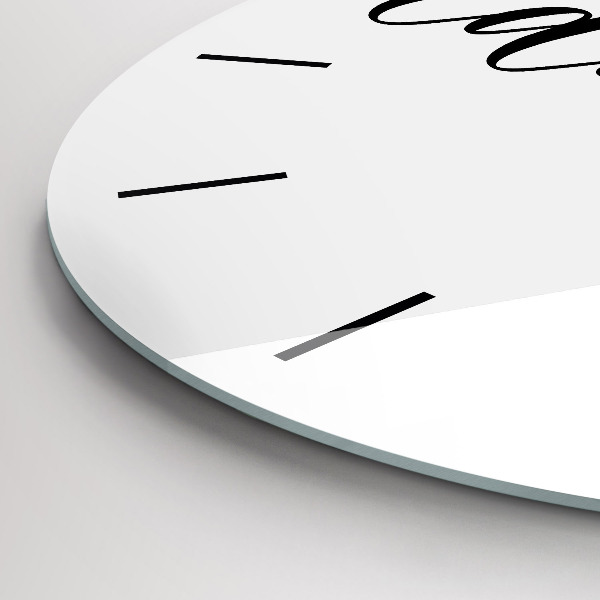 Round glass clock Adventure inscription