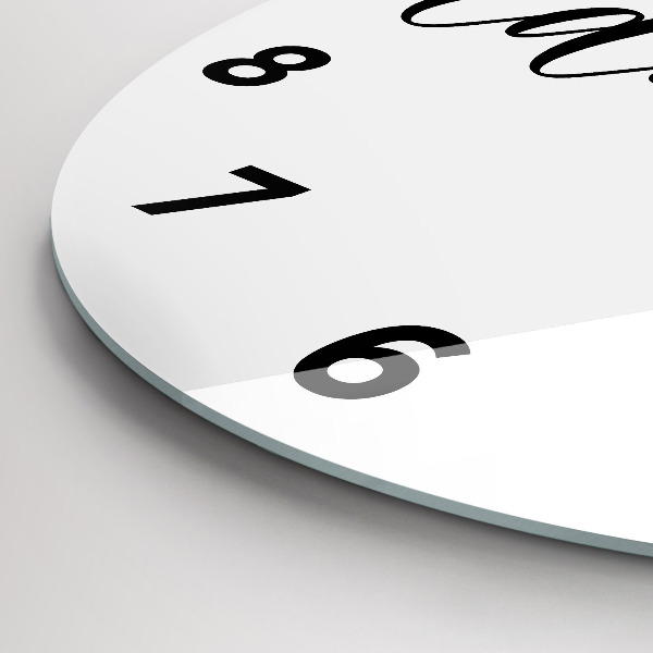 Round glass clock Adventure inscription