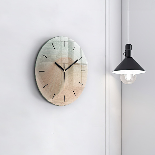 Round glass clock Wave abstraction