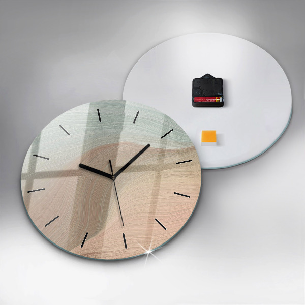 Round glass clock Wave abstraction