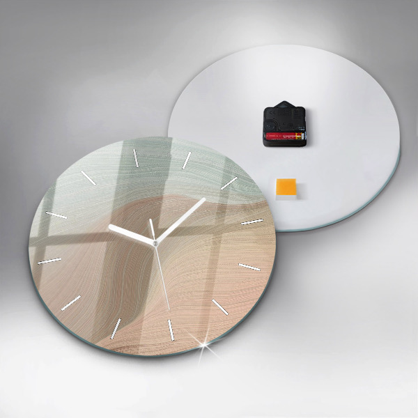 Round glass clock Wave abstraction