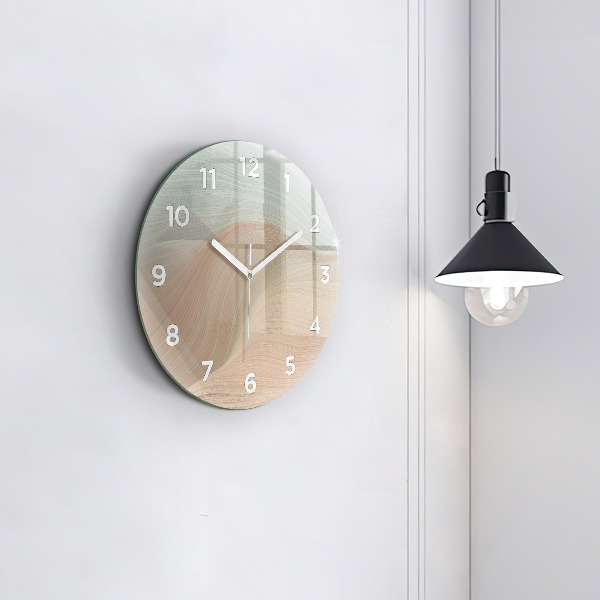 Round glass clock Wave abstraction