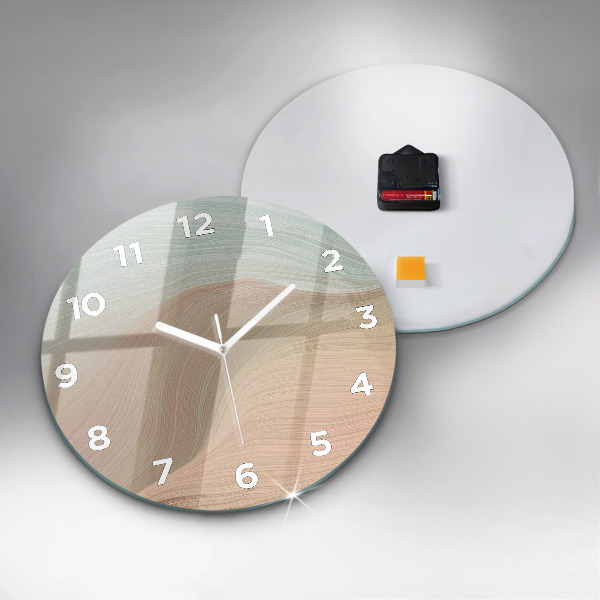 Round glass clock Wave abstraction