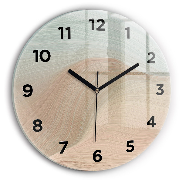 Round glass clock Wave abstraction