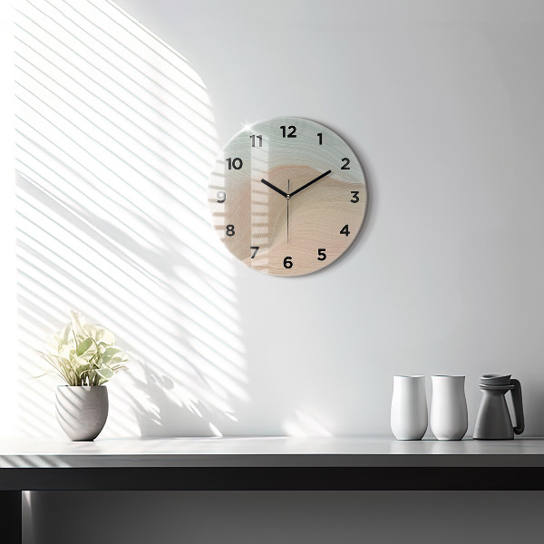 Round glass clock Wave abstraction