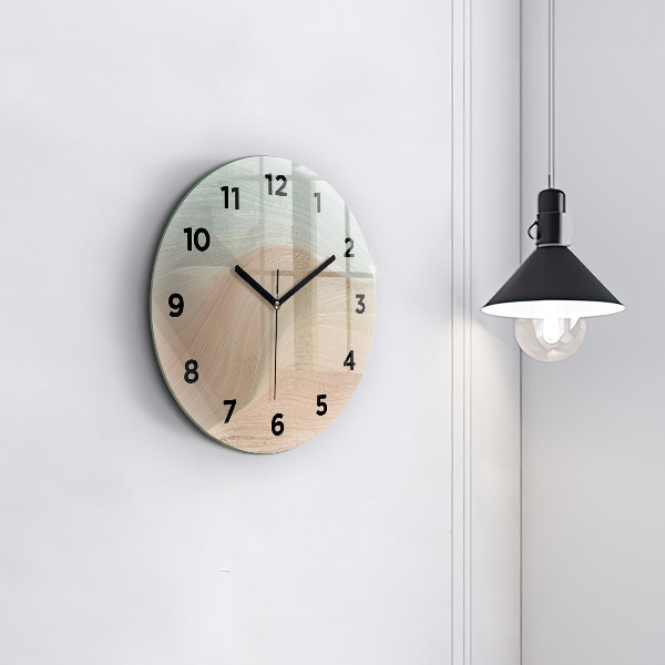 Round glass clock Wave abstraction