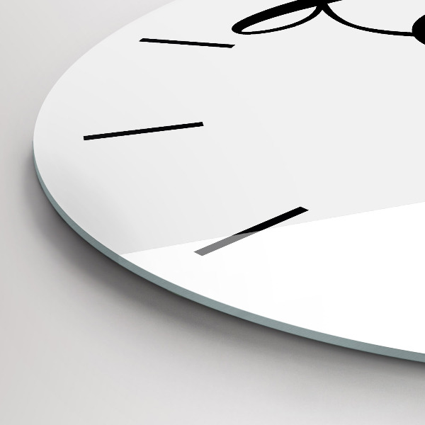 Round glass clock Family inscription and heart