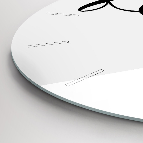 Round glass clock Family inscription and heart