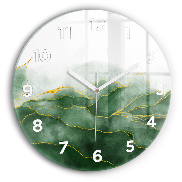 Round glass clock Abstraction leaves