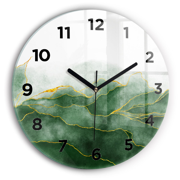 Round glass clock Abstraction leaves