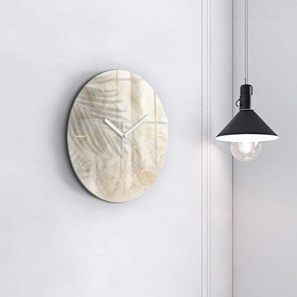 Round glass clock Palm tree shadow sand