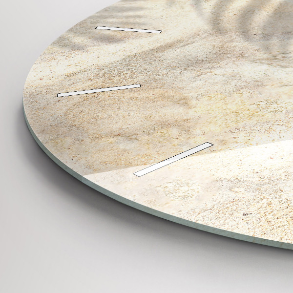 Round glass clock Palm tree shadow sand