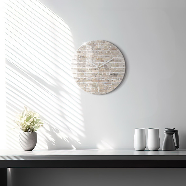 Round glass clock Brick wall