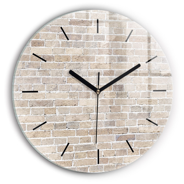 Round glass clock Brick wall