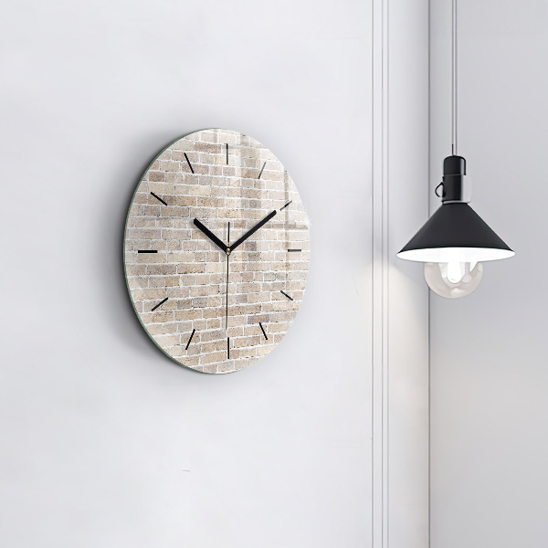 Round glass clock Brick wall