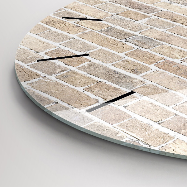 Round glass clock Brick wall