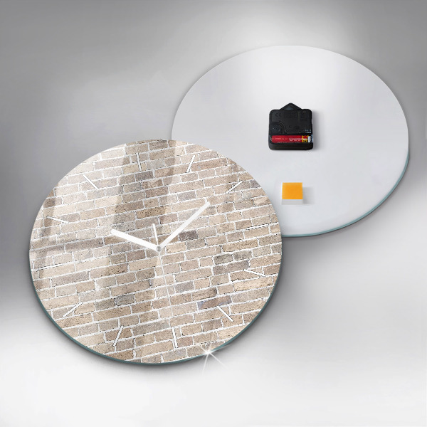 Round glass clock Brick wall