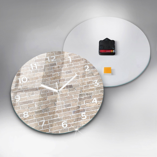 Round glass clock Brick wall