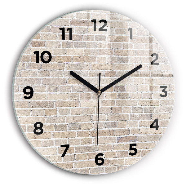 Round glass clock Brick wall