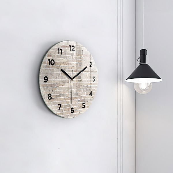 Round glass clock Brick wall
