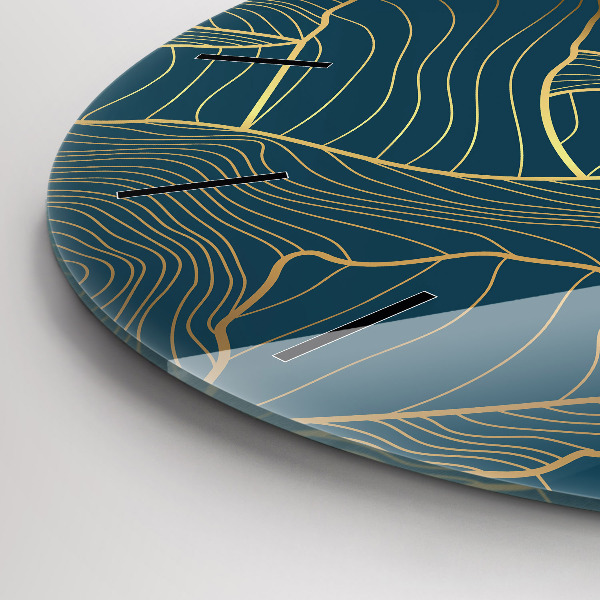 Round glass clock Sketch of the mountains