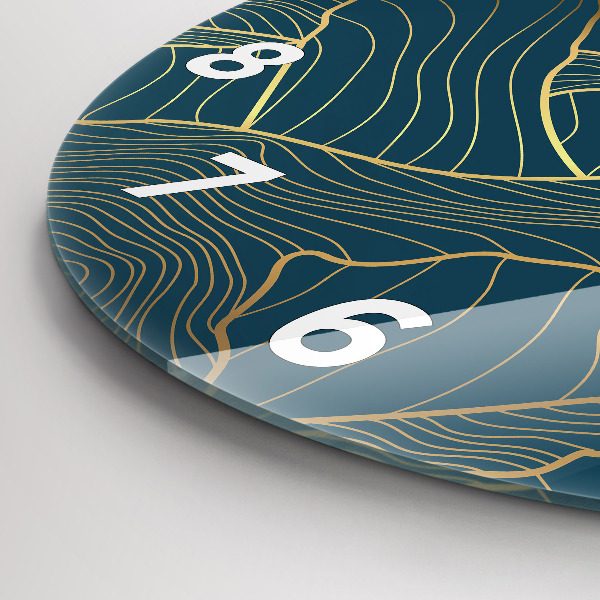 Round glass clock Sketch of the mountains