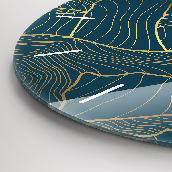 Round glass clock Sketch of the mountains