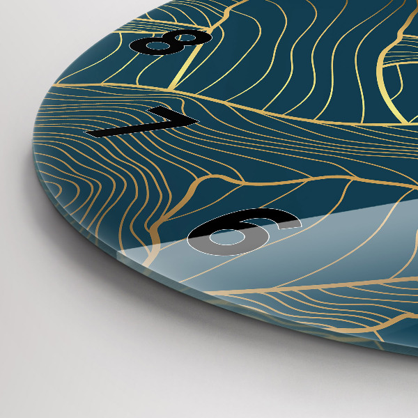 Round glass clock Sketch of the mountains