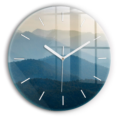 Round glass clock Abstract Mountain Landscape